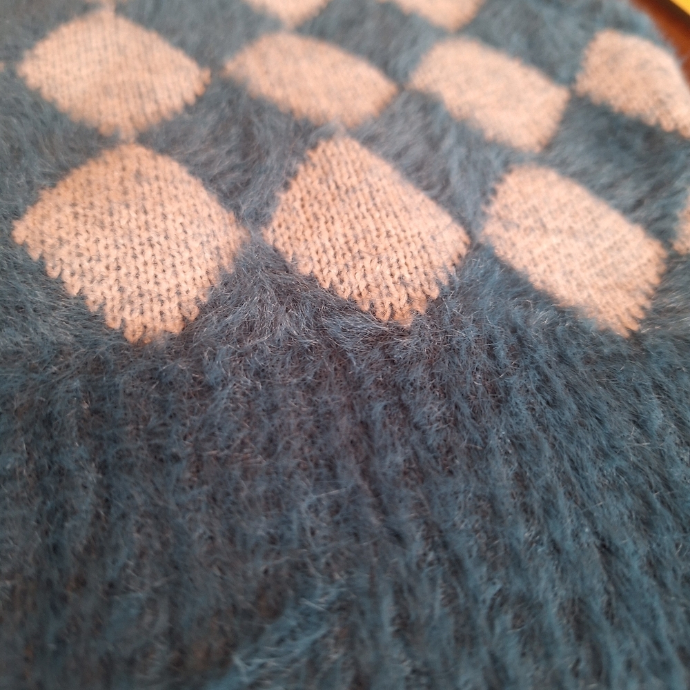 Sincerely Jules argyle preppy fuzzy sweater vest xs small med - Picture 3 of 16
